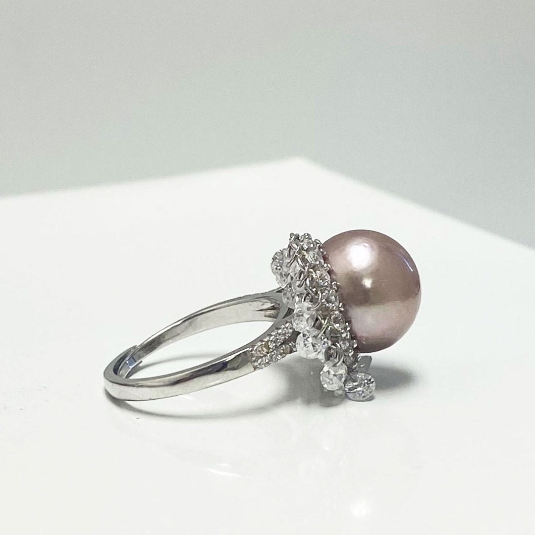 Avery Fresh Water Pearl Ring with Dancing Stones Image 1