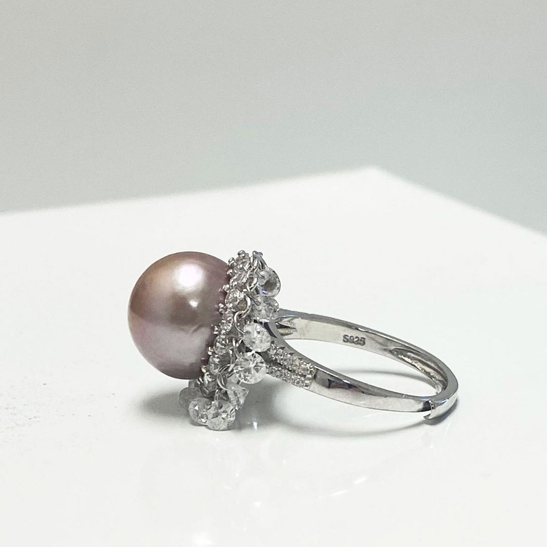 Avery Fresh Water Pearl Ring with Dancing Stones Image 4