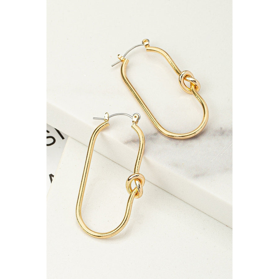Brass oval hoop with love knots earrings Image 1