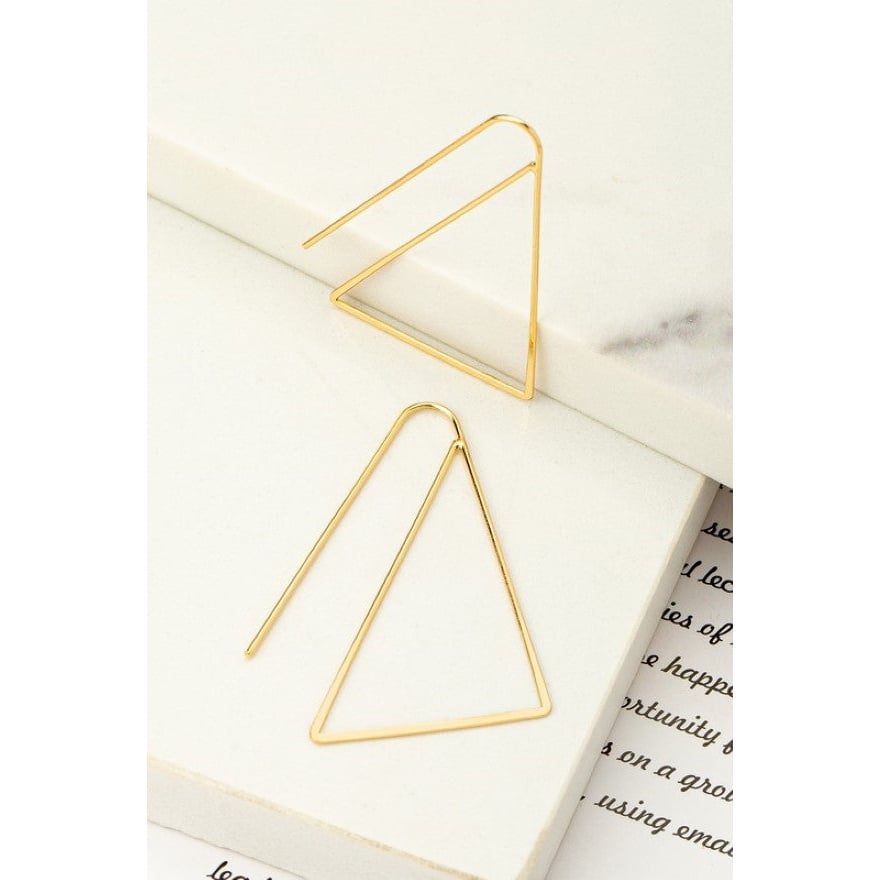 Brass triangle hoop earrings Image 1