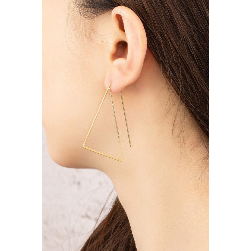 Brass triangle hoop earrings Image 2