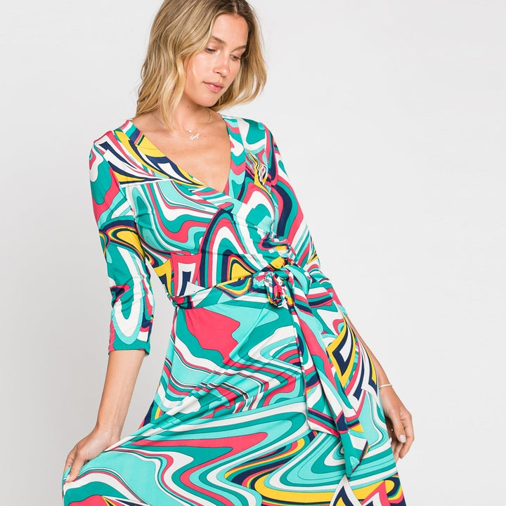 Aqua Water Color Venechia Maxi Wrap Dress Image 2