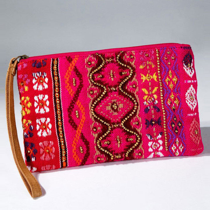 Cerise Handmade Beaded Wristlet Image 2