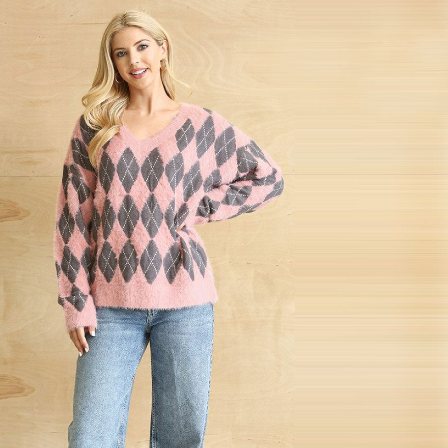 Argyle Vneck Sweater Image 2