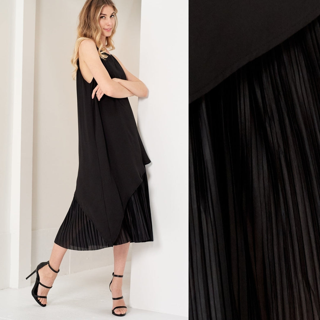 Asymmetrical Pleated Midi Dress Image 1