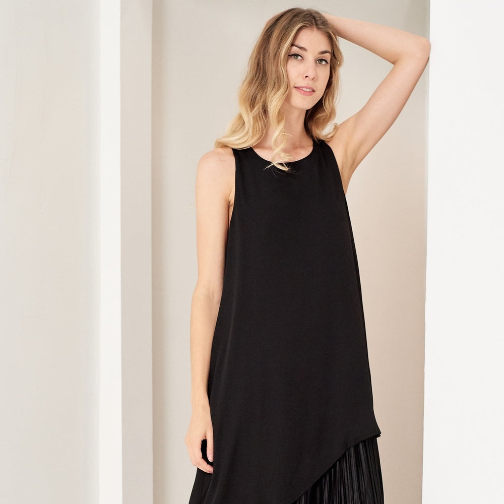 Asymmetrical Pleated Midi Dress Image 2