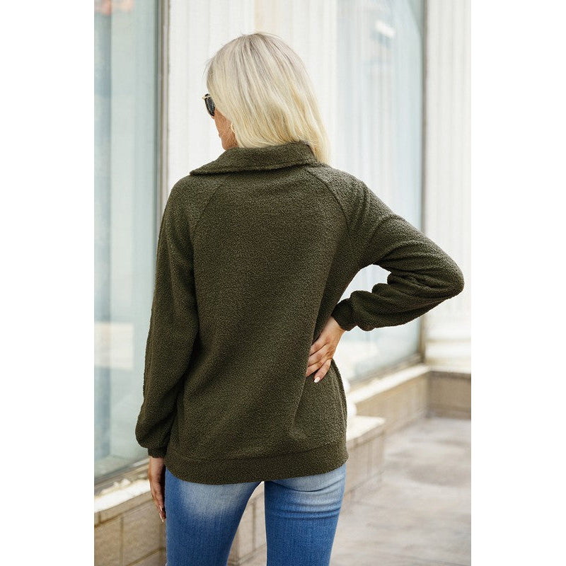 Asymmetrical Zipper Neck Sweater Image 4