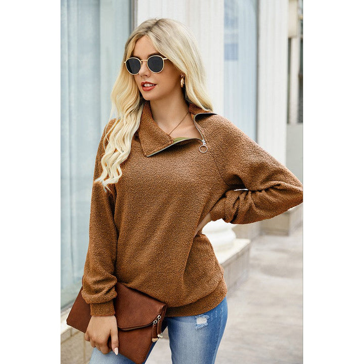 Asymmetrical Zipper Neck Sweater Image 8