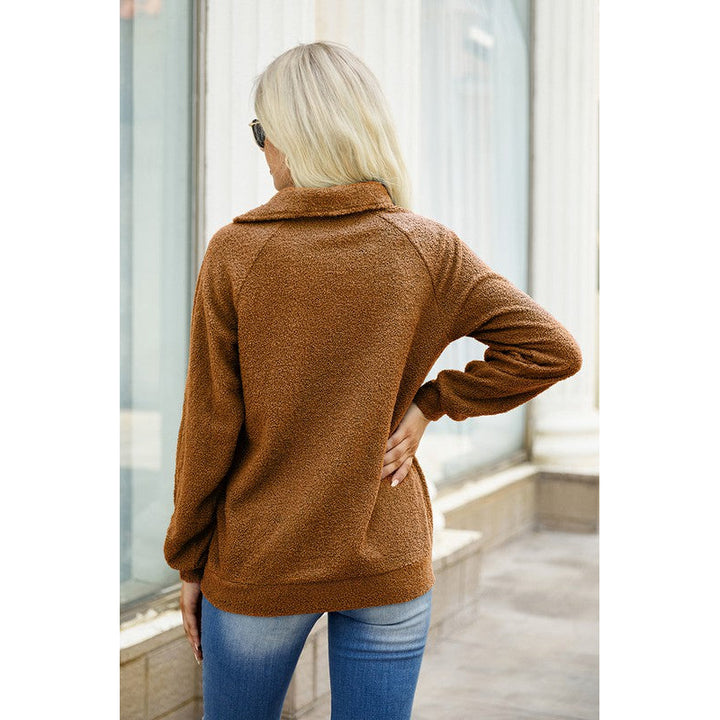 Asymmetrical Zipper Neck Sweater Image 9