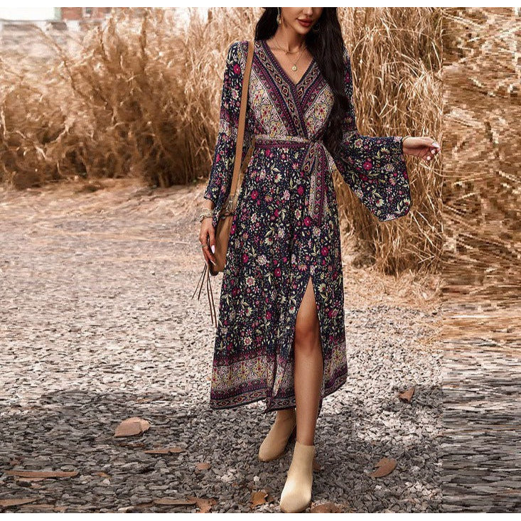 Border Boho Wrap Midi Dress Image 1