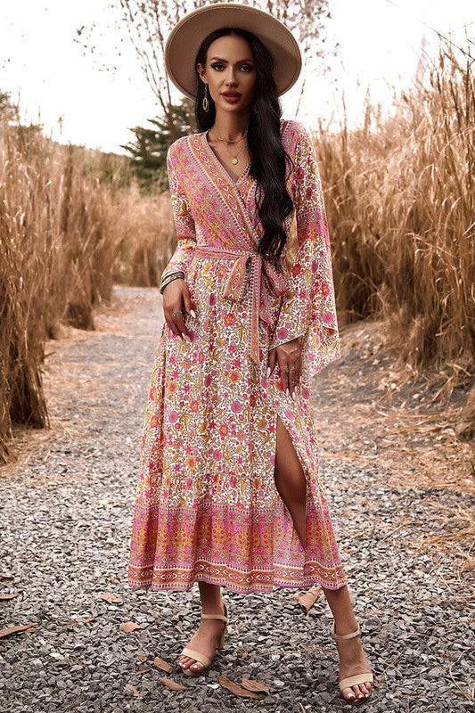 Border Boho Wrap Midi Dress Image 2