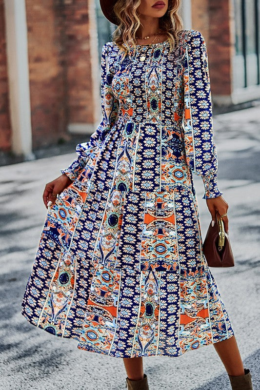 Boho-Boho Print Midi Dress Image 2