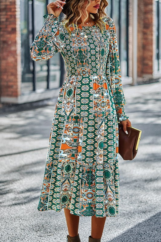 Boho-Boho Print Midi Dress Image 4