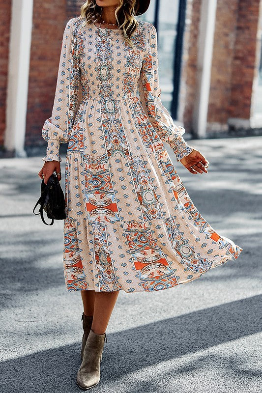 Boho-Boho Print Midi Dress Image 6