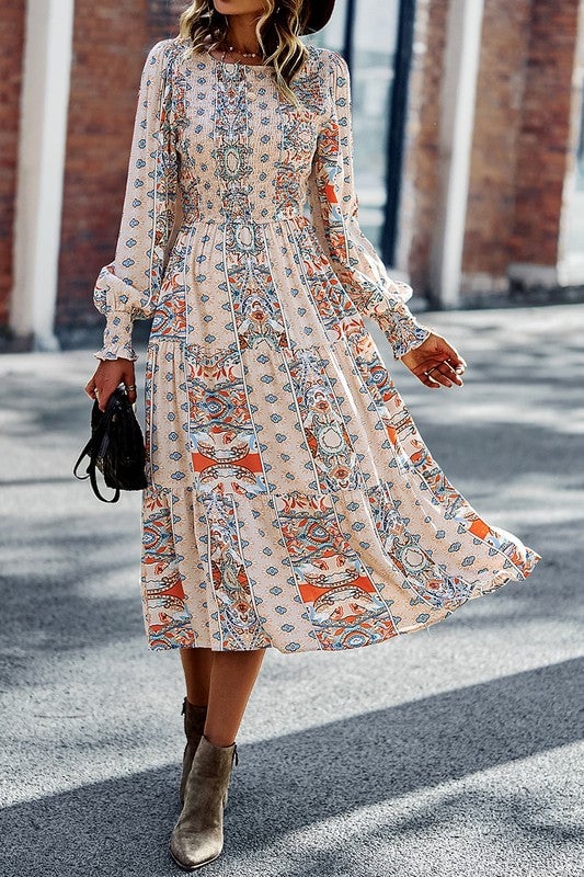 Boho-Boho Print Midi Dress Image 1