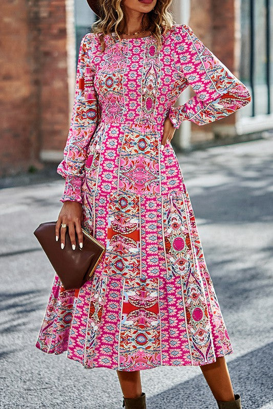 Boho-Boho Print Midi Dress Image 8