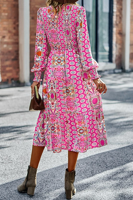 Boho-Boho Print Midi Dress Image 9