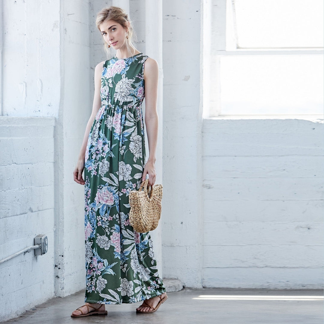 Botanical Retreat Sleeveless Maxi Dress Image 3