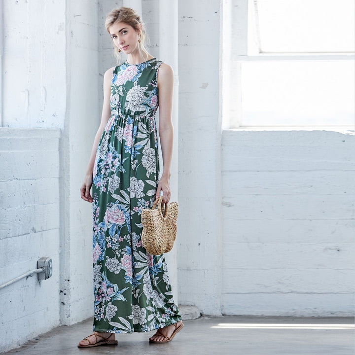 Botanical Retreat Sleeveless Maxi Dress Image 3