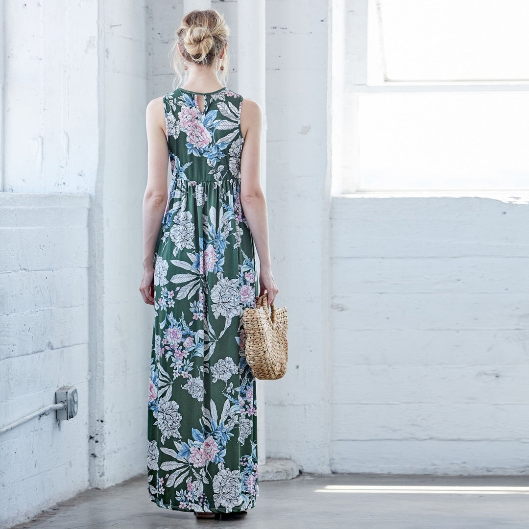 Botanical Retreat Sleeveless Maxi Dress Image 4