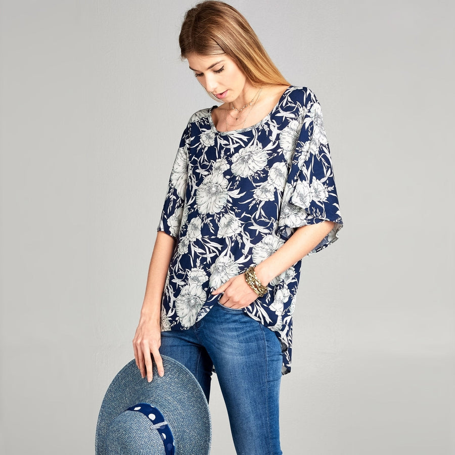 Butterfly Sleeve Floral Top Image 1