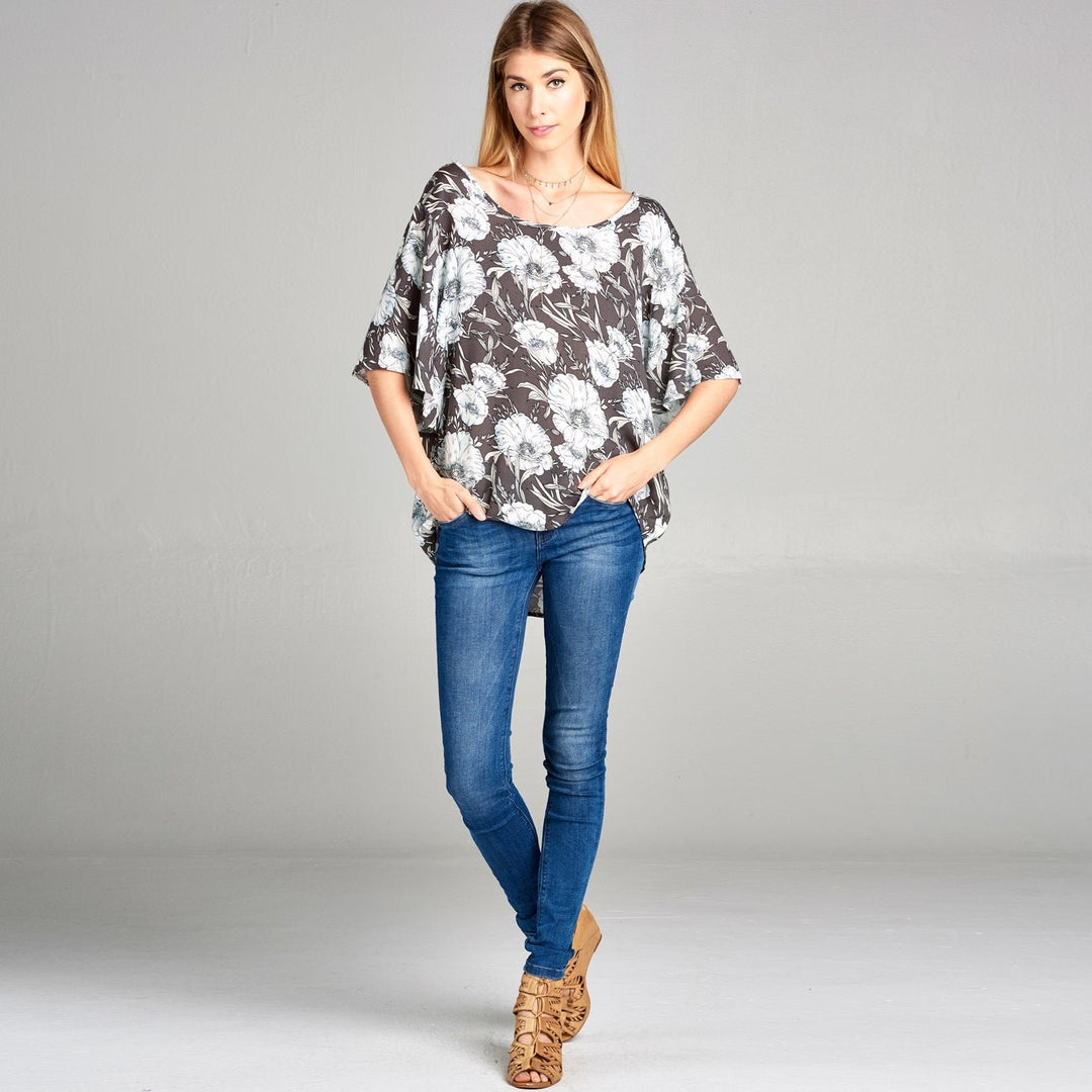 Butterfly Sleeve Floral Top Image 1