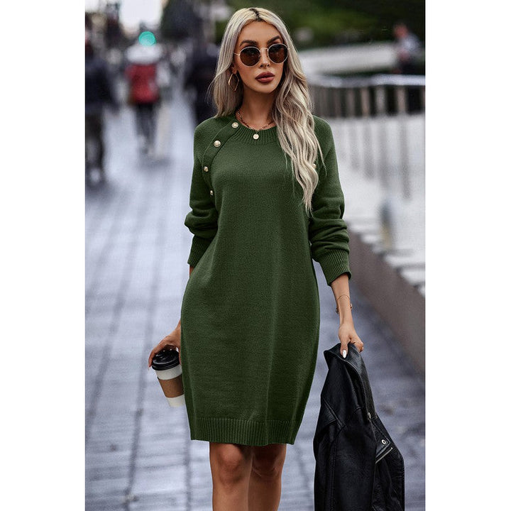 Button Raglan Sweater Dress Image 2