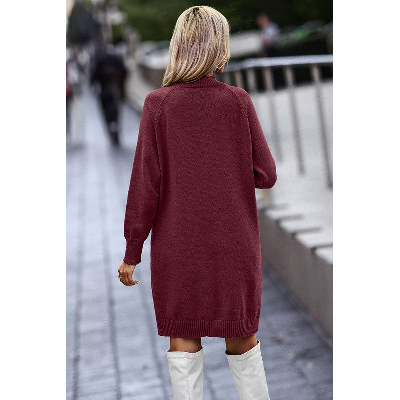 Button Raglan Sweater Dress Image 4