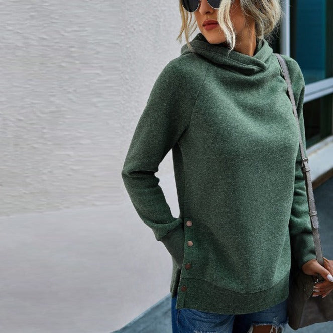 Button Sides Hoodie Sweater Image 1