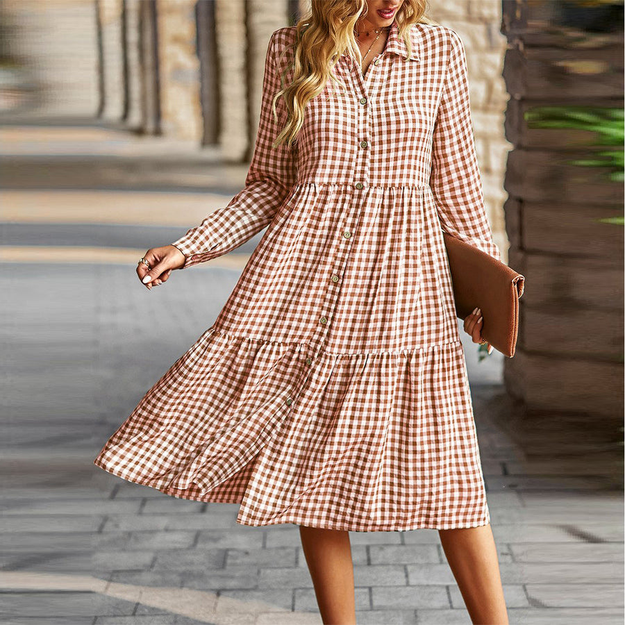 Button Front Tiered Midi Dress Image 1