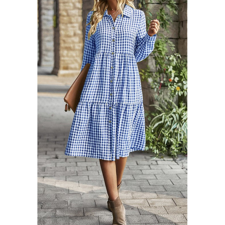 Button Front Tiered Midi Dress Image 10