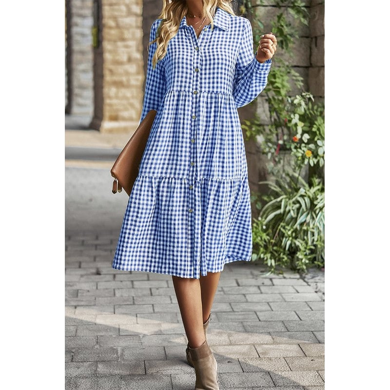 Button Front Tiered Midi Dress Image 1