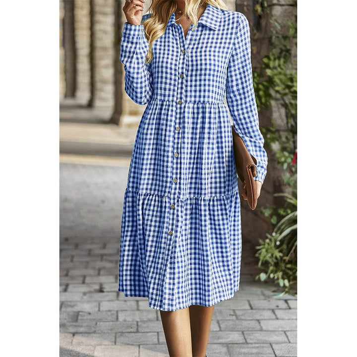 Button Front Tiered Midi Dress Image 11