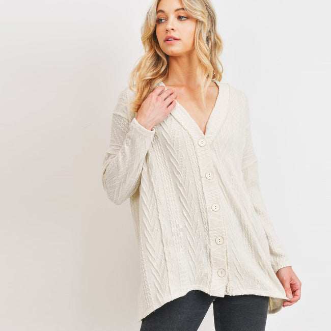 Cable Knit Button Down Cardigan Image 1