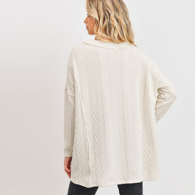 Cable Knit Button Down Cardigan Image 2