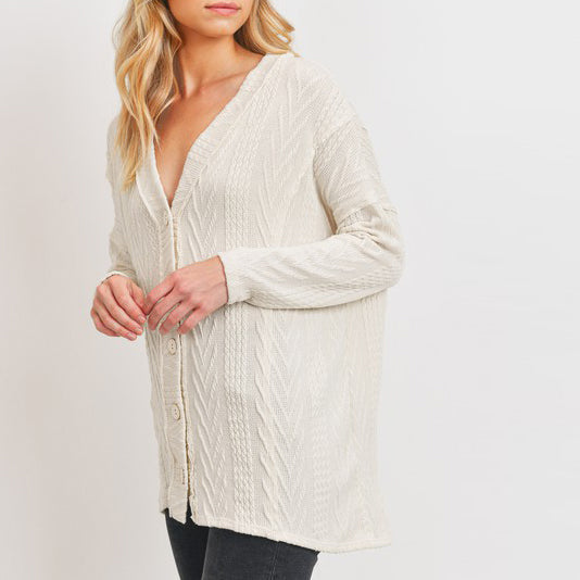 Cable Knit Button Down Cardigan Image 3