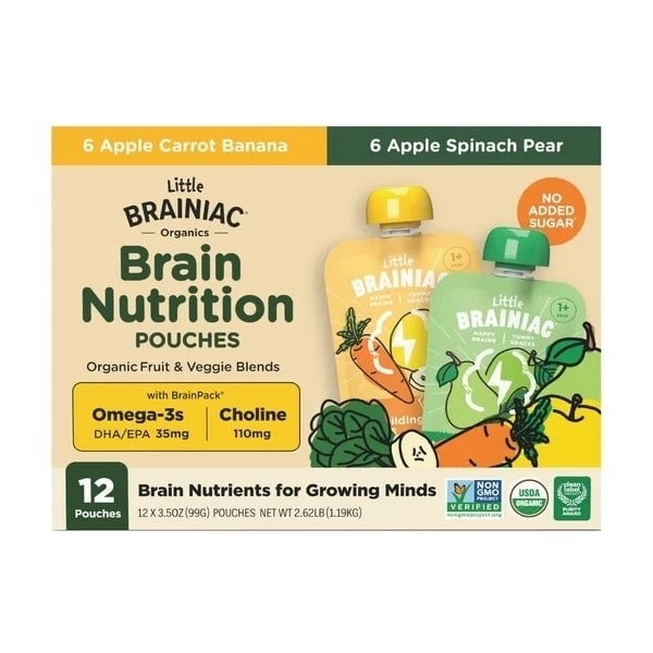 Little Brainiac Organic Fruit and Veggie Pouches3.5 Ounce (Pack of 12) Image 1