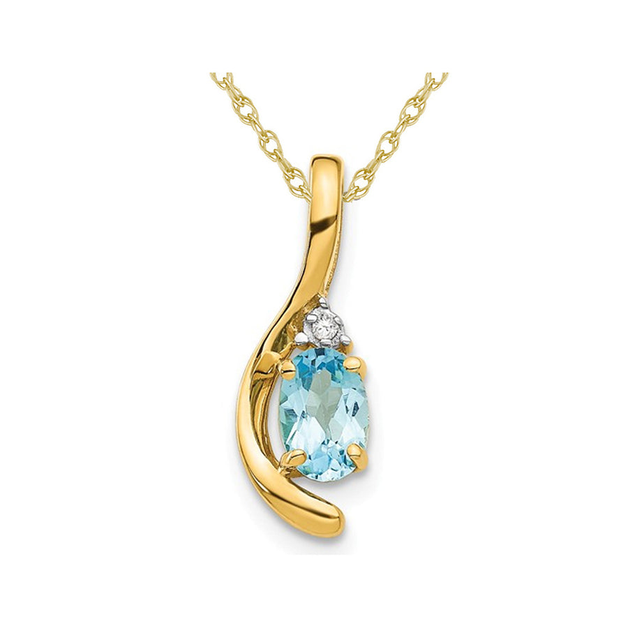 1/2 Carat (ctw) Blue Topaz Pendant Necklace in 14K Yellow Gold with Chain Image 1