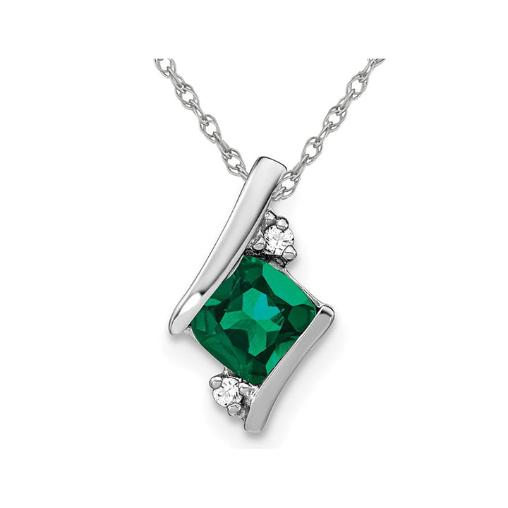 1/2 Carat (ctw) Lab-Created Emerald Pendant Necklace in Sterling Silver with Chain Image 1