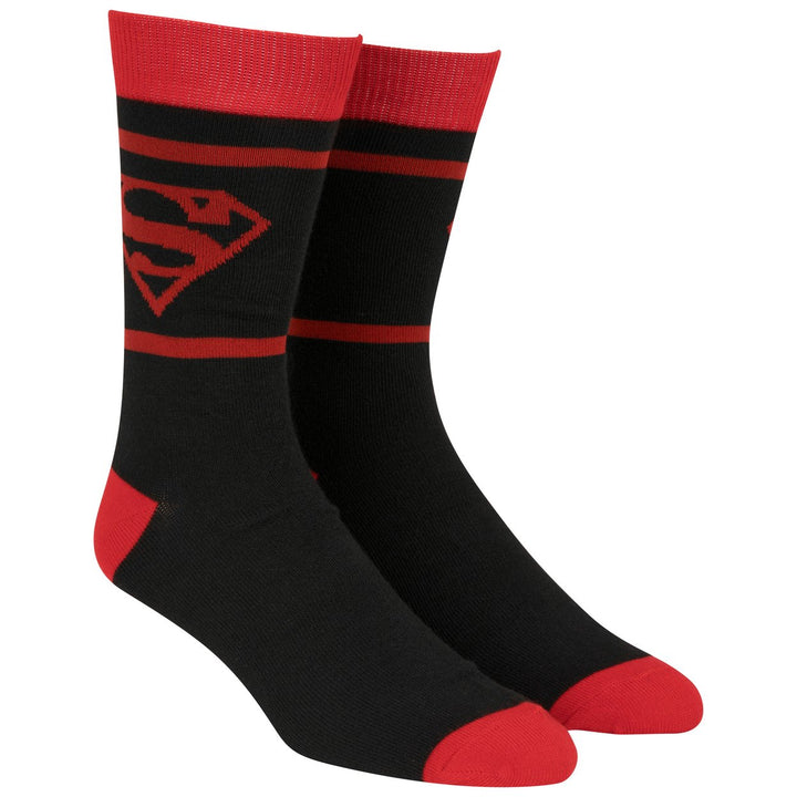 Superman Red and Black Logo Crew Socks Image 4