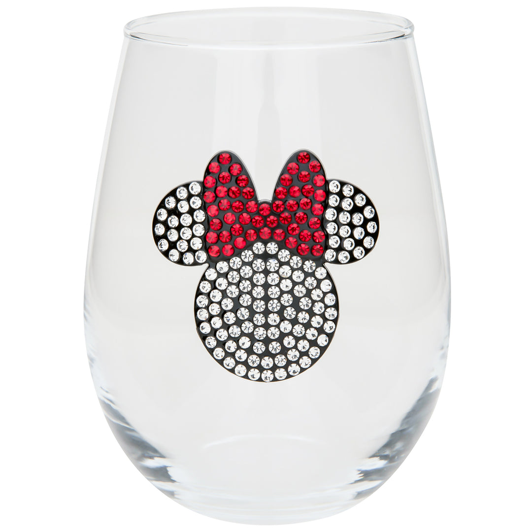 Minnie Mouse Rhinestone Icon Stemless Wine Glass Image 1