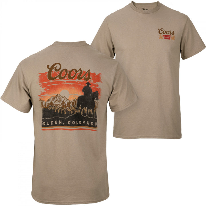 Coors Sunset in Golden Colorado Sandy Colorway Front/Back Print T-Shirt Image 1