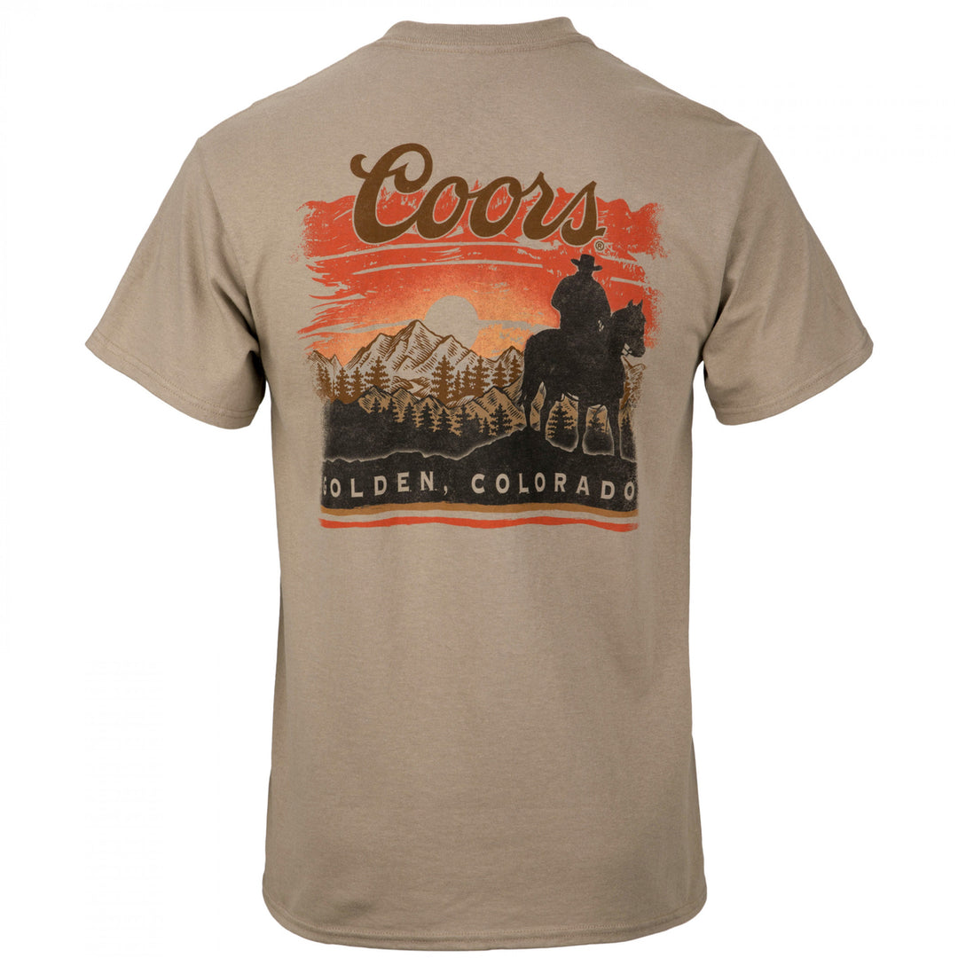Coors Sunset in Golden Colorado Sandy Colorway Front/Back Print T-Shirt Image 3