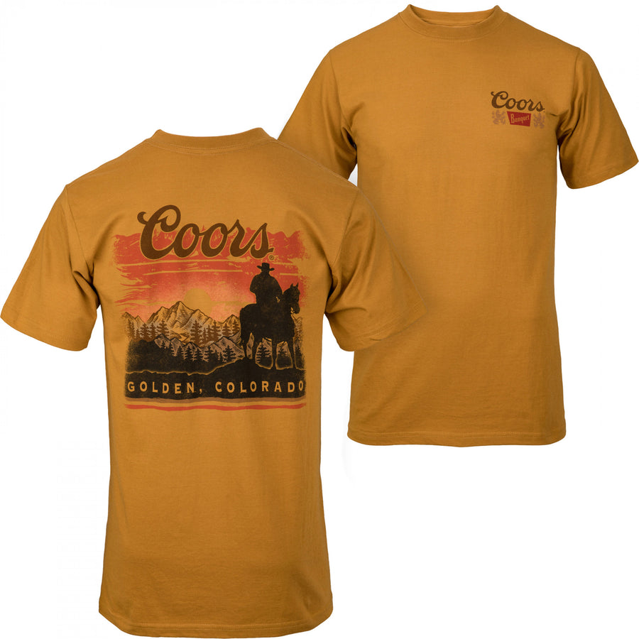 Coors Sunset in Golden Colorado Wheat Colorway Front/Back Print T-Shirt Image 1