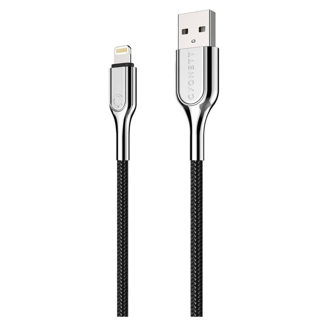 Cygnett Armoured 1M Lightning USB-A Braided Fast Charging Cable Black White Image 2