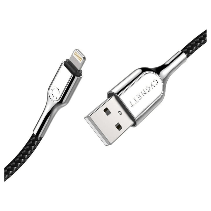 Cygnett Armoured 1M Lightning USB-A Braided Fast Charging Cable Black White Image 3