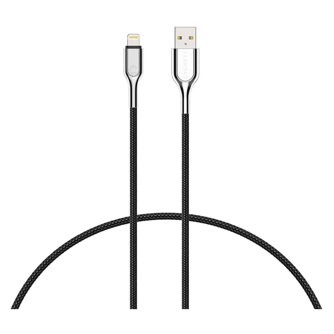 Cygnett Armoured 1M Lightning USB-A Braided Fast Charging Cable Black White Image 7