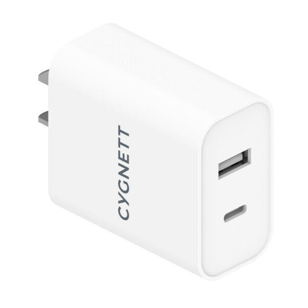 Cygnett PowerPlus 38W Dual Port Wall Charger 20W USB-C 18W USB-A CY3887POFLW Image 1