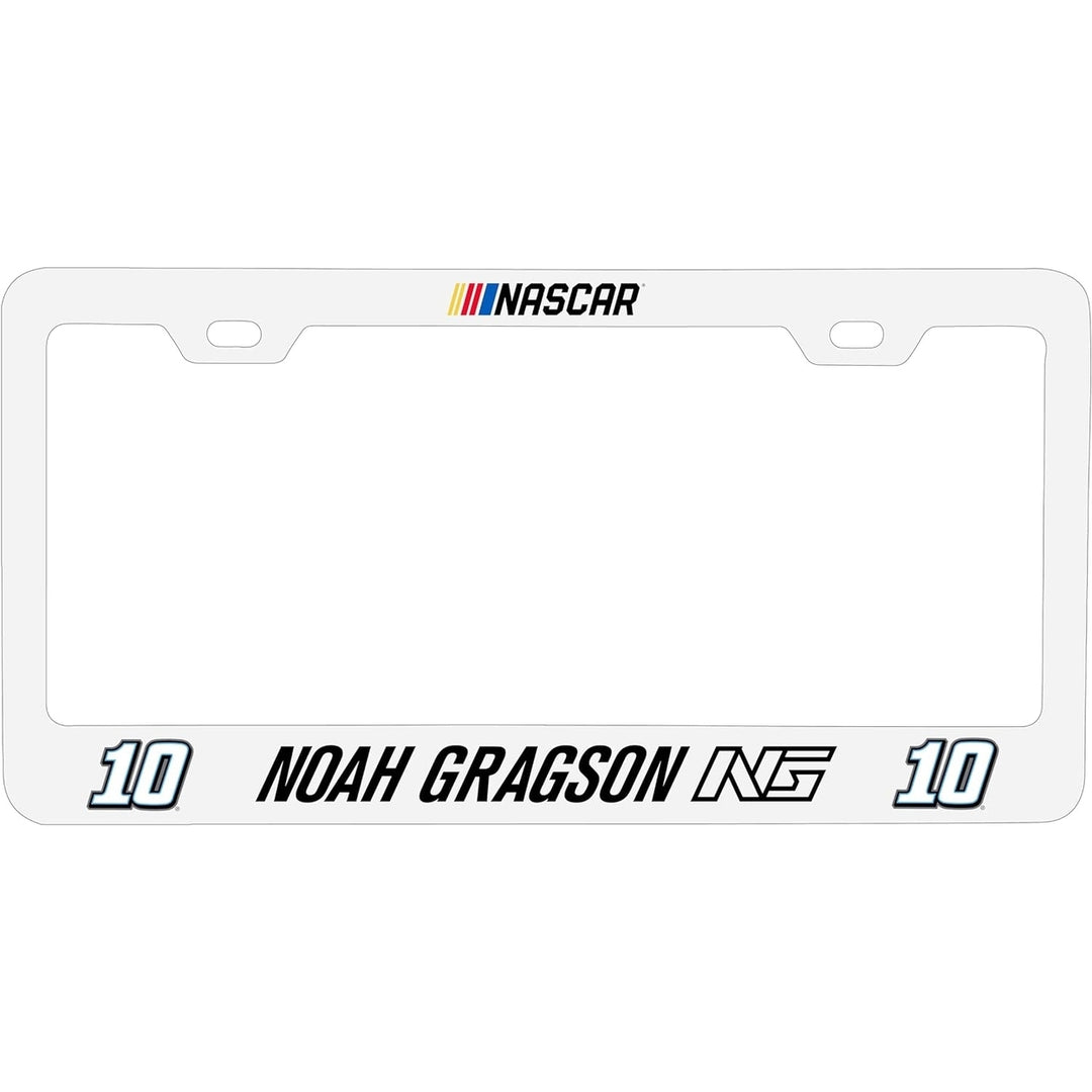 R and R Imports 10 Noah Gragson White Metal License Plate Frame Image 1