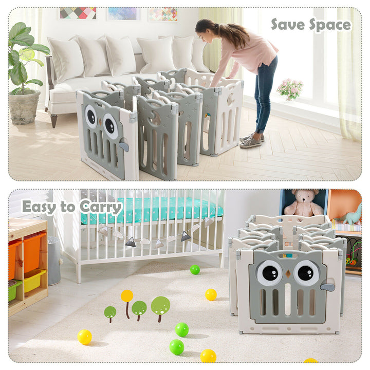 Babyjoy 16-Panel Baby Playpen Kids Activity Center Play Yard w/ Lock Door Image 2